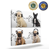 Fighting pug golden retriever headphone music funny Canvas painting - LeobonZone