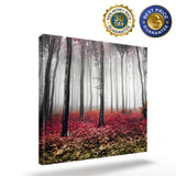 Autumn maple leaves woods nature and magic wild trees rose red yellow gradient Canvas painting - LeobonZone