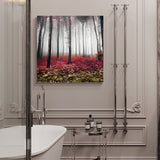 Autumn maple leaves woods nature and magic wild trees rose red yellow gradient Canvas painting - LeobonZone