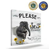 Funny elephant sitting on the toilet Canvas painting - LeobonZone