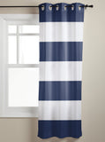 Simple Stripe Navy Blackout Window Curtains - LeobonZone