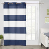 Simple Stripe Navy Blackout Window Curtains - LeobonZone