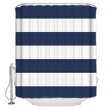 Simple Stripe Navy Waterproof Durable Shower Curtain - LeobonZone