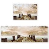 Quiet Wooden Bridge Branches Right Angle Felt Doormat Two piece set - LeobonZone