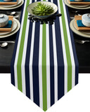 Simple Blue Green Stripe Table Runner Place Mats