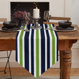 Simple Blue Green Stripe Table Runner Place Mats - LeobonZone