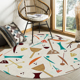 Brown Geometric Cartoon Circular Felt Rugs - LeobonZone