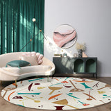 Brown Geometric Cartoon Circular Felt Rugs - LeobonZone