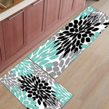 Black Abstract Dahlia Right Angle Felt Doormat Two piece set - LeobonZone