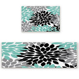 Black Abstract Dahlia Right Angle Felt Doormat Two piece set - LeobonZone