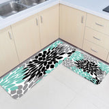Black Abstract Dahlia Circular Angle Felt Carpets Two piece set - LeobonZone