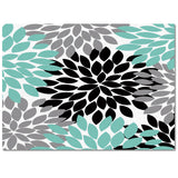 Black Abstract Dahlia Right Angle Felt Rugs - LeobonZone