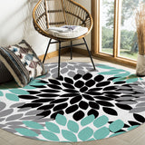 Black Abstract Dahlia Circular Felt Rugs - LeobonZone