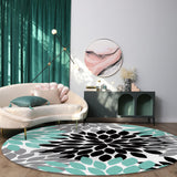 Black Abstract Dahlia Circular Felt Rugs - LeobonZone