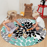 Black Abstract Dahlia Circular Felt Rugs - LeobonZone