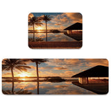 Sea View And Sky In Summer Circular Angle Felt Carpets Two piece set - LeobonZone
