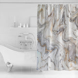 Marble yellow and white wavy pattern Waterproof Durable Shower Curtain - LeobonZone