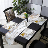 Marble yellow and white wavy pattern Table Flag And Table Mat Suit Sharp angle