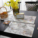 Marble yellow and white wavy pattern Table Flag And Table Mat Suit - LeobonZone