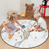 Black Crack in Gray Marble Circular Sponge Rugs