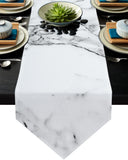 Black crack in Gray marble Table Runner Place Mats Sharp Angle