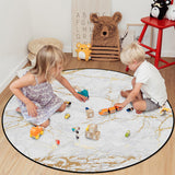 Golden marble and granite pattern Circular Felt Rugs - LeobonZone