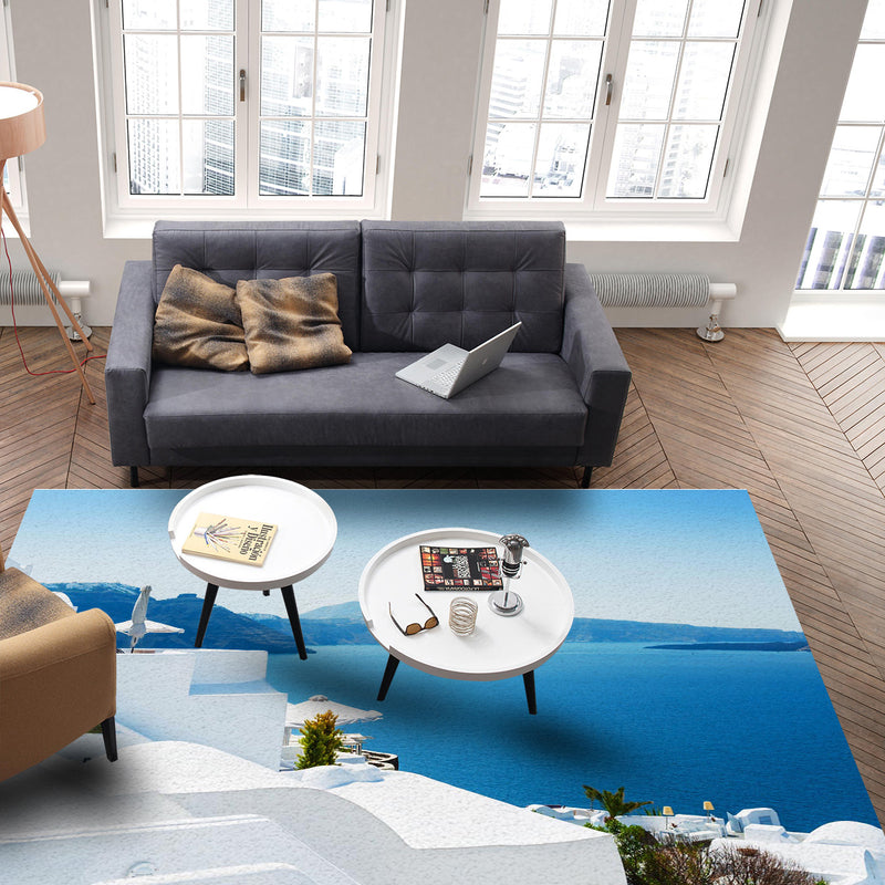 Santorini landscape Right Angle Felt Rugs - LeobonZone