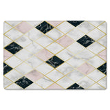 Gold Marbling square Splicing Leather Doormat - LeobonZone