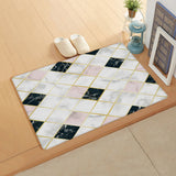 Gold Marbling square Splicing Leather Doormat