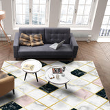 Gold Marbling square Splicing Right Angle Felt Rugs - LeobonZone