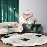Gold Marbling square Splicing Circular Felt Rugs - LeobonZone