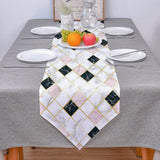 Gold Marbling square Splicing Table Runner Place Mats Sharp Angle - LeobonZone