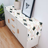 Gold Marbling square Splicing Table Runner Place Mats - LeobonZone