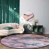 Pink Marble light color pattern stone Circular Felt Rugs - LeobonZone