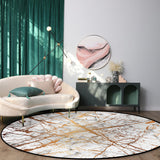 Marble golden crack pattern Circular Felt Rugs - LeobonZone