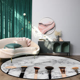 Eyebrow pencil make-up marbling Circular Felt Rugs - LeobonZone