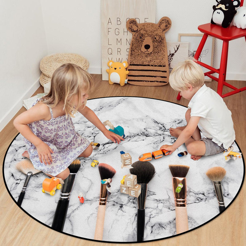 Eyebrow pencil make-up marbling Circular Felt Rugs - LeobonZone