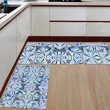Blue Geometric Umbrella Right Angle Felt Doormat Two piece set