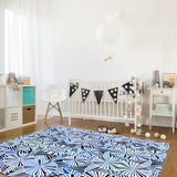 Blue Geometric Umbrella Right Angle Felt Rugs - LeobonZone