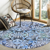 Blue Geometric Umbrella Circular Felt Rugs - LeobonZone