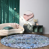 Blue Geometric Umbrella Circular Felt Rugs