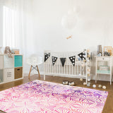 Pink Geometric Umbrella Right Angle Felt Rugs - LeobonZone