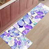 Hand painted Butterfly Right Angle Felt Doormat Two piece set - LeobonZone