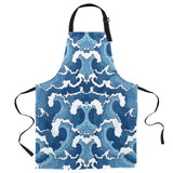 Japanese water wave Personalized Canvas Apron - LeobonZone