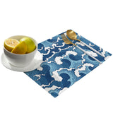 Japanese water wave Personalized Table Placemats - LeobonZone