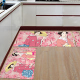 Japanese Kimono Girl Right Angle Felt Doormat Two piece set