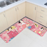 Japanese Kimono Girl Circular Angle Felt Carpets Two piece set - LeobonZone