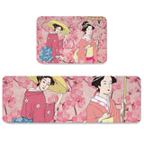 Japanese Kimono Girl Circular Angle Felt Carpets Two piece set - LeobonZone