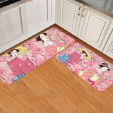 Japanese Kimono Girl Circular Angle Felt Carpets Two piece set - LeobonZone