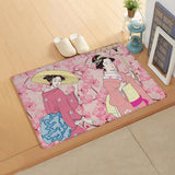 Japanese Kimono Girl Leather Mat Soft Non-Slip Waterproof  Doormat - LeobonZone